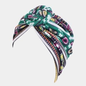 turban motif africain vert noeud meolina