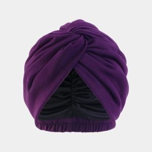 turban violet fonce double satin meolina