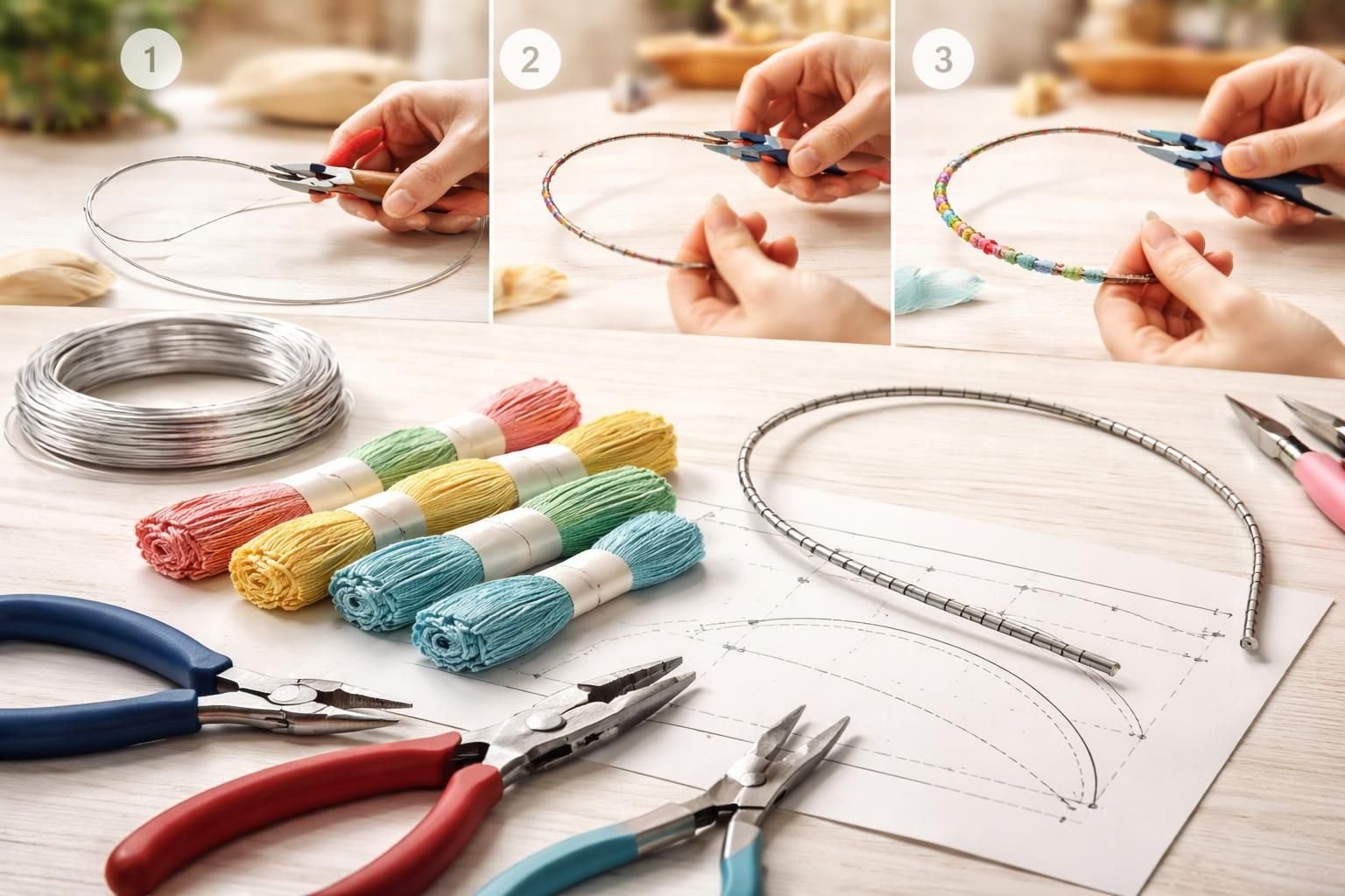 découvrez nos astuces simples pour fabriquer facilement un bandeau cheveux avec fil de fer grâce à notre patron détaillé.